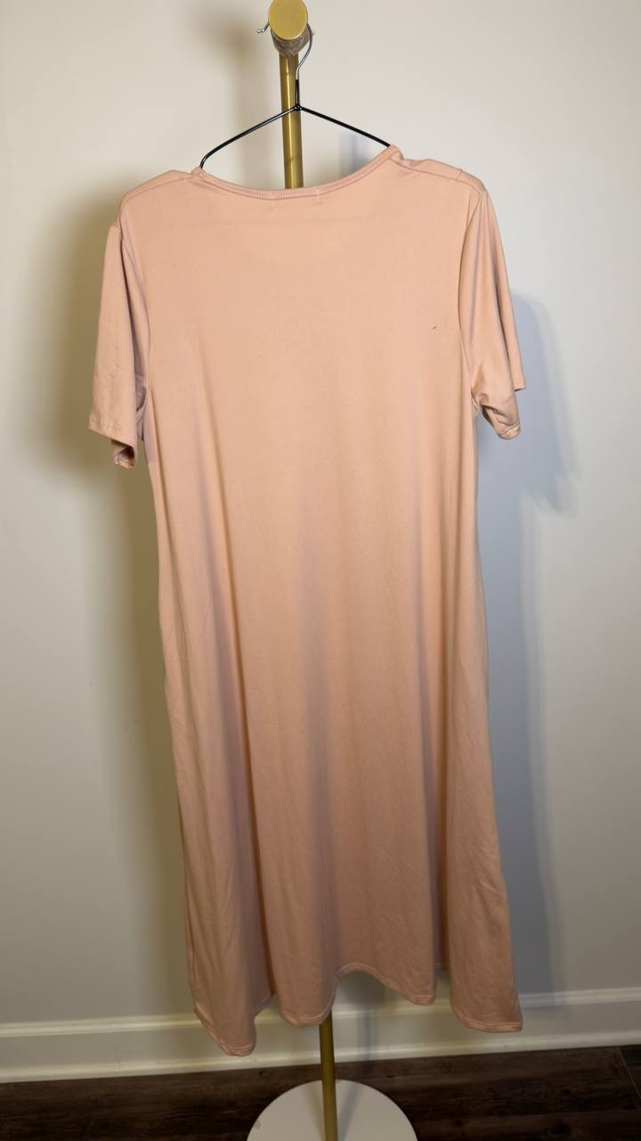 White Mark Women’s Crew Neck T‑Shirt Dress Rose Gold XL NWT $80