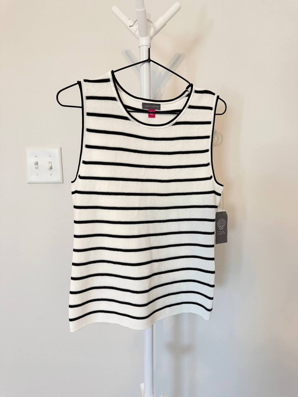 Vince Camuto Striped Sleeveless Blouse – Size L – NWT – $79