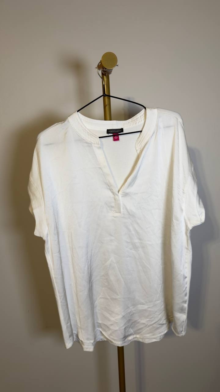 Vince Camuto V-Neck Cap-Sleeve Top White XL NWOT $59