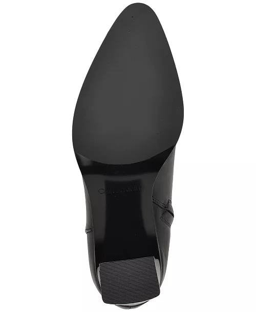 Calvin Klein Black Leather Block Heel Booties 9M New in Box MSRP $189