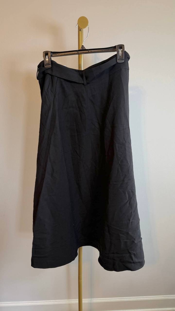 DKNY Women’s High Waisted Self‑Tie Midi Skirt Black Size 16P NWT $109
