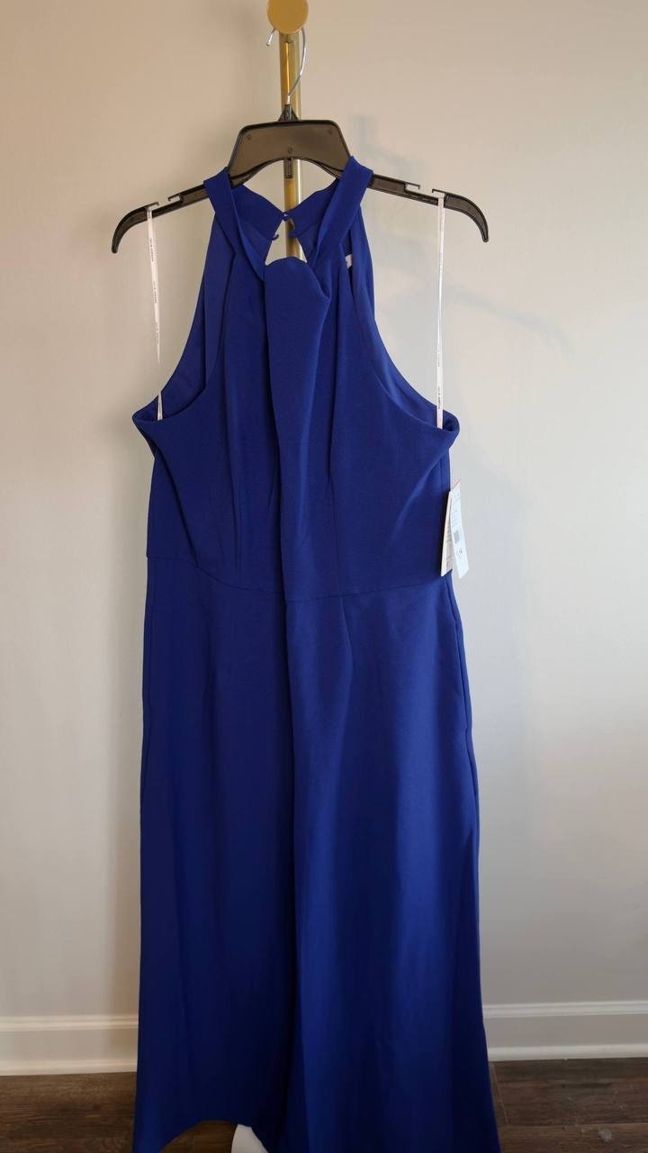 Julia Jordan Sleeveless Halter Wide‑Leg Jumpsuit Cobalt Blue 14 NWT $139