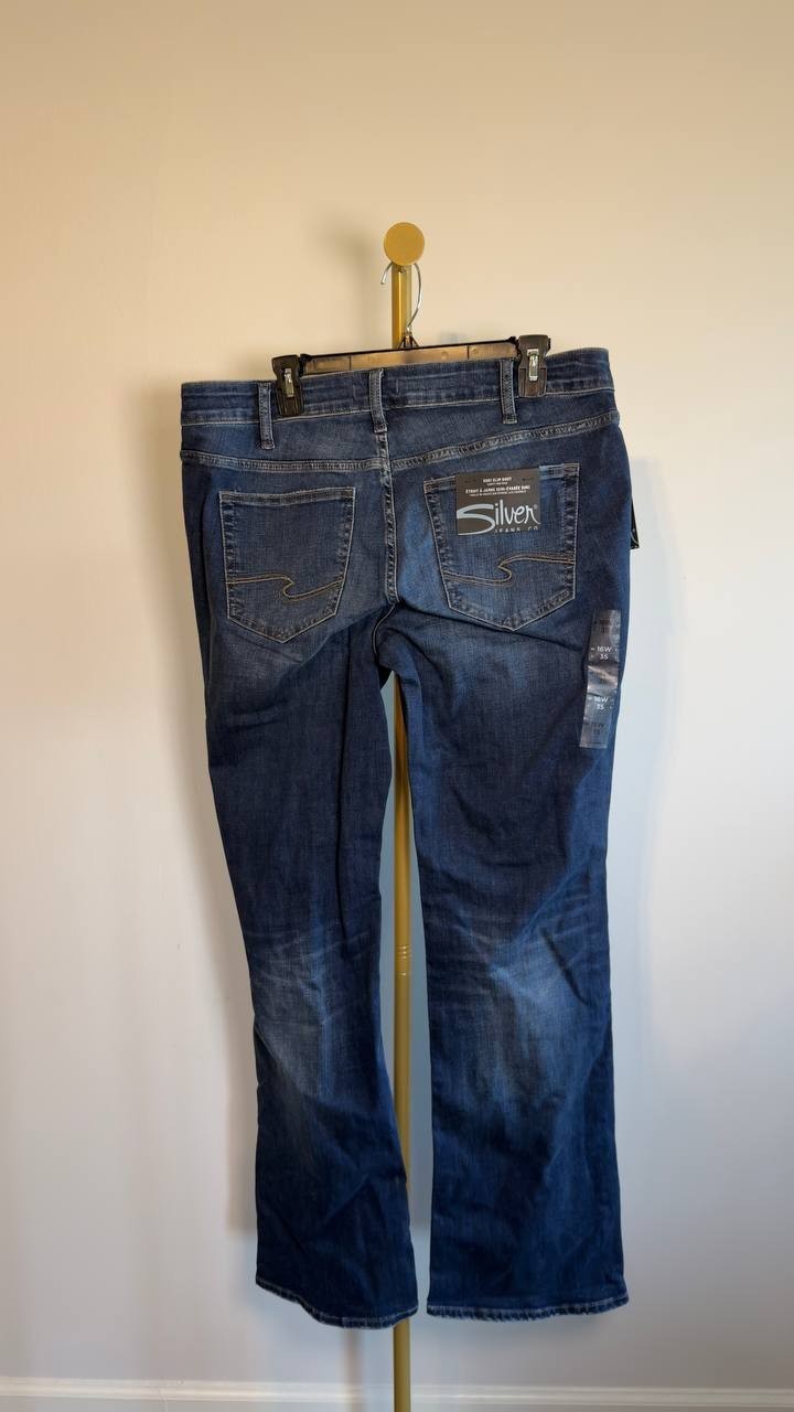 Silver Jeans Co Suki Mid Rise Curvy Slim Bootcut Jeans Indigo 16W NWT $84
