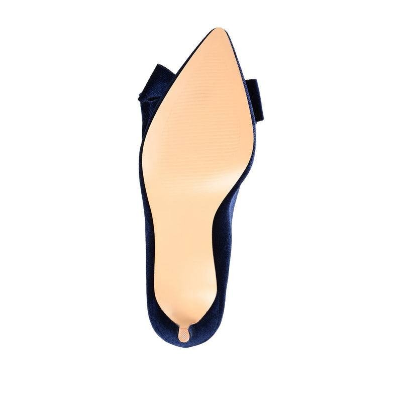 Journee Collection Crystol Pumps 7.5 Navy Velvet Bow Detail NIB
