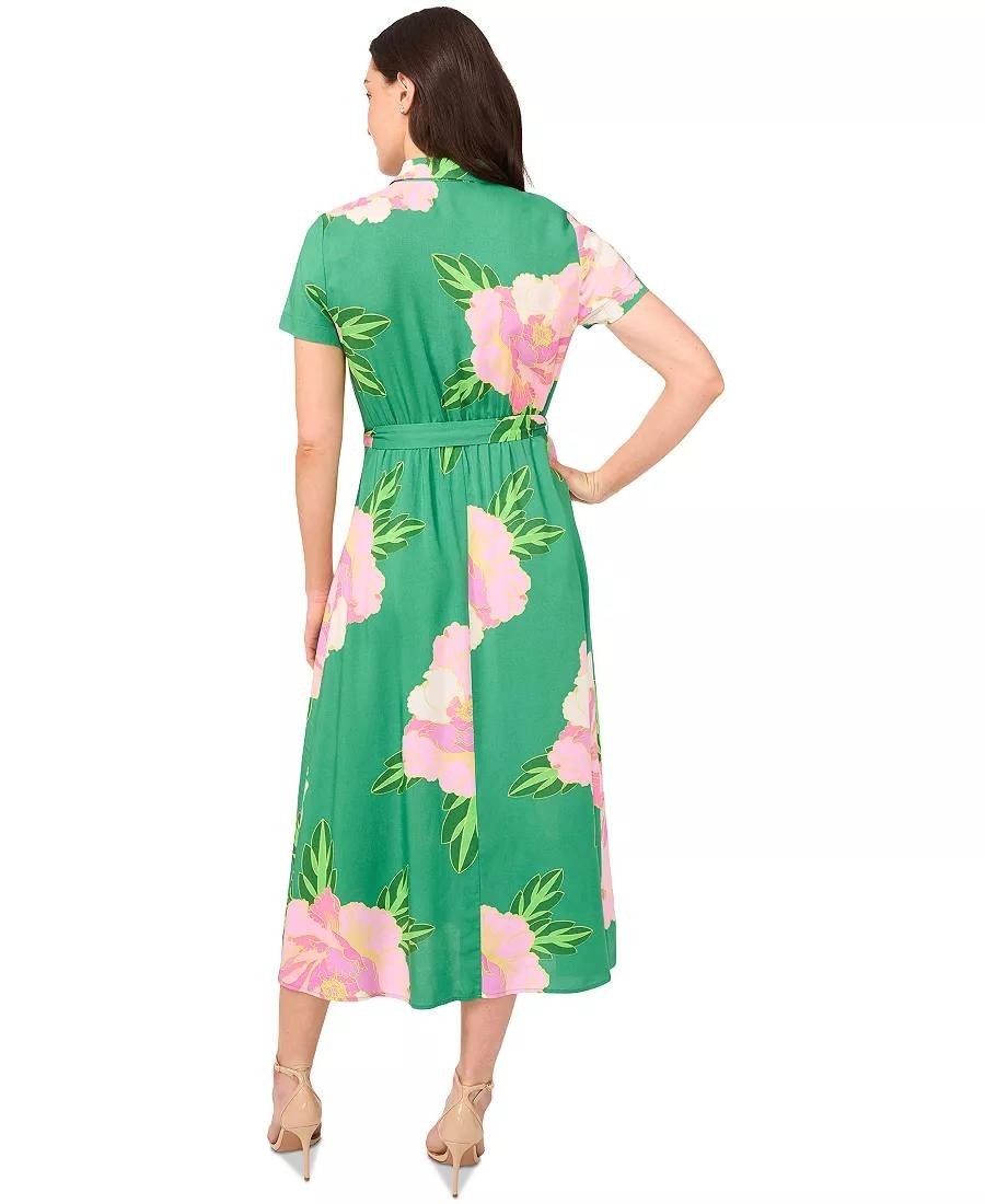 CeCe Floral Print Button‑Front Midi Shirtdress – Size L – NWT – $99