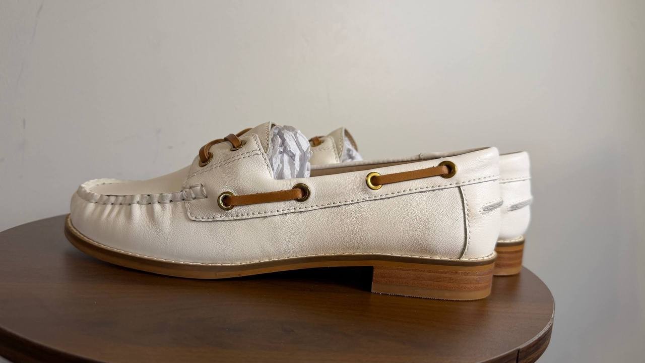 Giani Bernini Lylaa Loafers 7.5M White Leather Boat Shoe Slip‑On NIB msrp$99.50