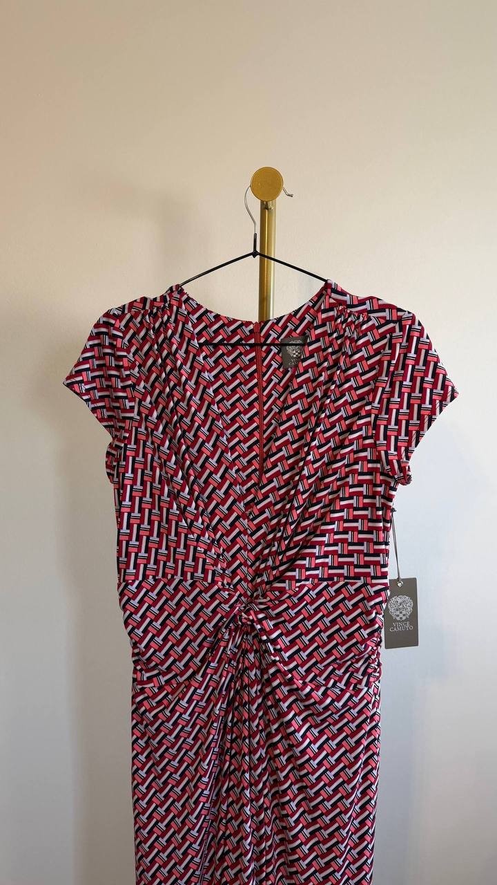 Vince Camuto Women’s Cap Sleeve Printed Maxi Dress Red Blue M $128 NWT