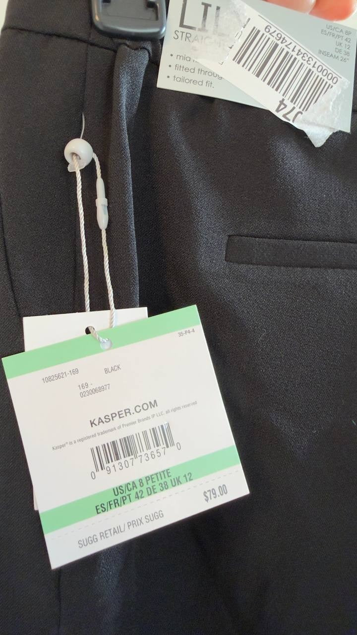 Kasper Lily Trouser Washable Bi-Stretch Black Size 8P NWT $79