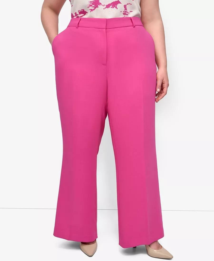 DKNY Aero Crepe High‑Rise Wide‑Leg Pants Pink Size18W NWT Modern Chic msrp$109