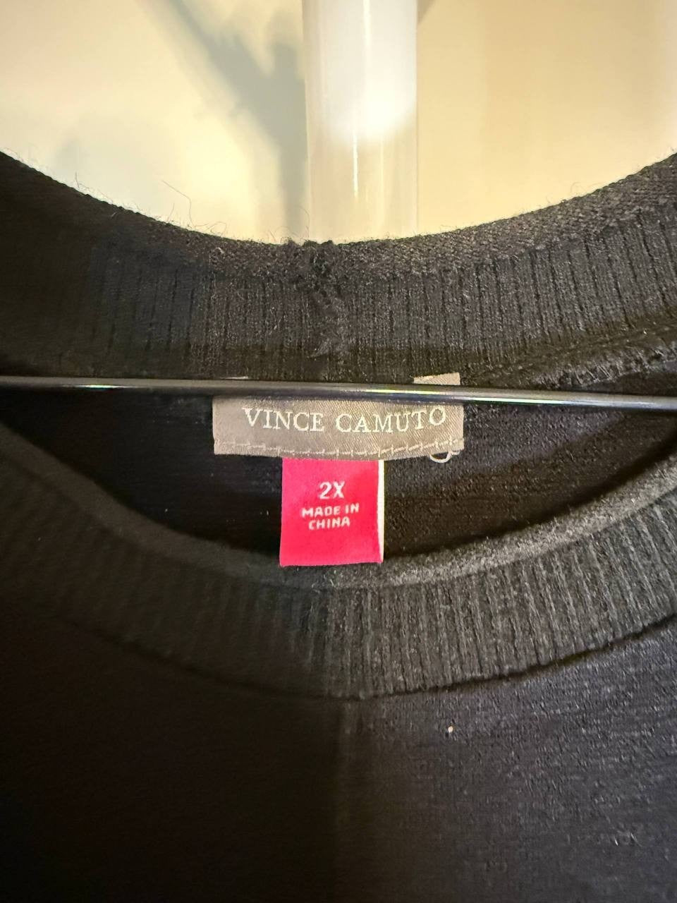 Vince Camuto Rib‑Front Midi Dress – 2X – Black – NWT