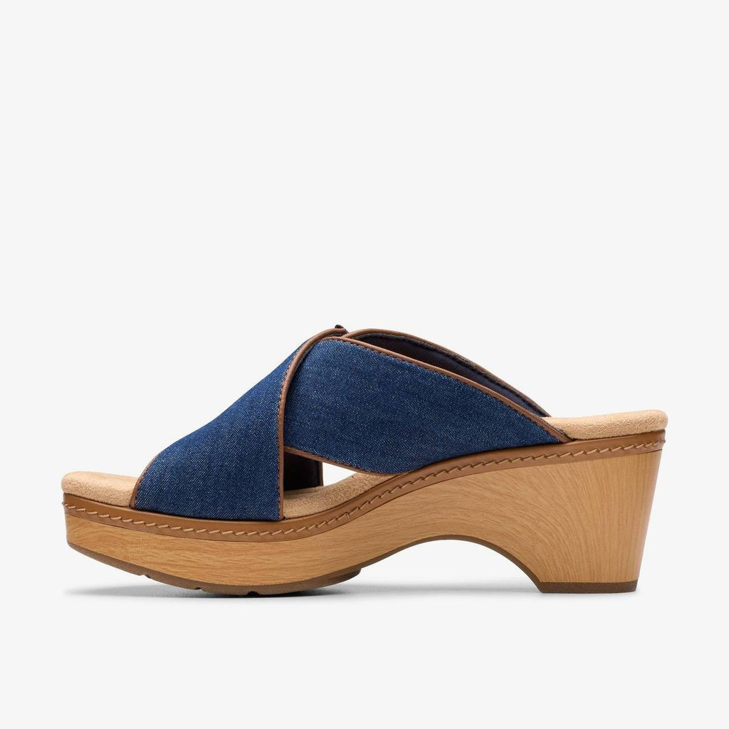 Clarks  Wedge  Sandals  Dark  Denim  9.5M  New  $105