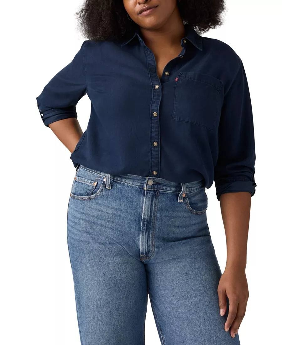 Levi’s Plus Size Darlene Button‑Front Shirt – Navy – Size 4X – NWT – $59.50
