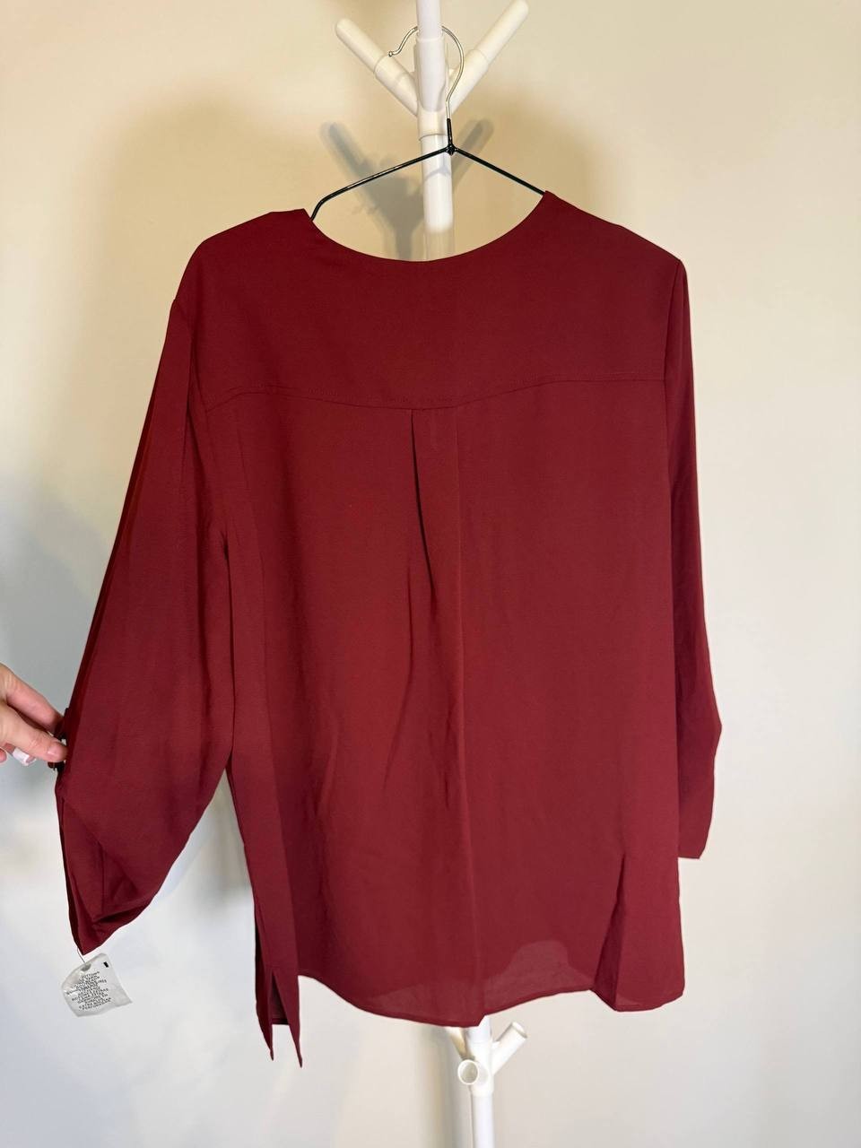 Jones New York Tunic Button‑Down Blouse – L – Red – NWT