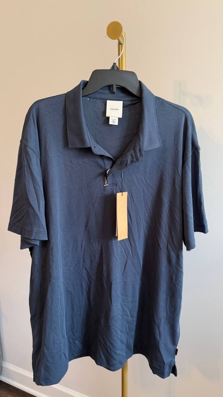 Calvin Klein Supima Cotton Polo Shirt Dark Sapphire XXL NWT – Small Hole Defect