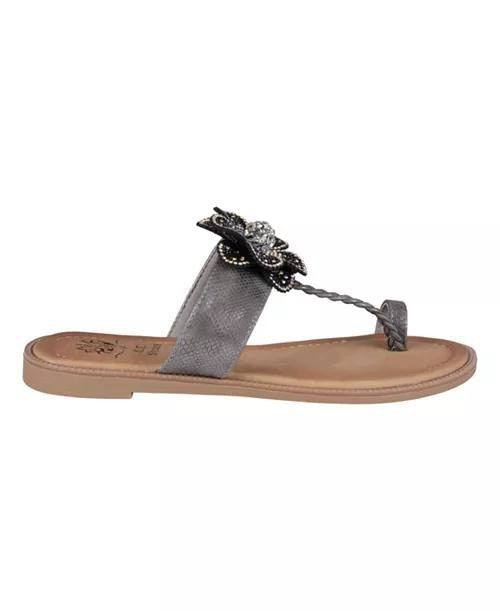 GC Shoes Blossom Flower Toe Ring Flat Sandals Silver 6.5 NWB $55