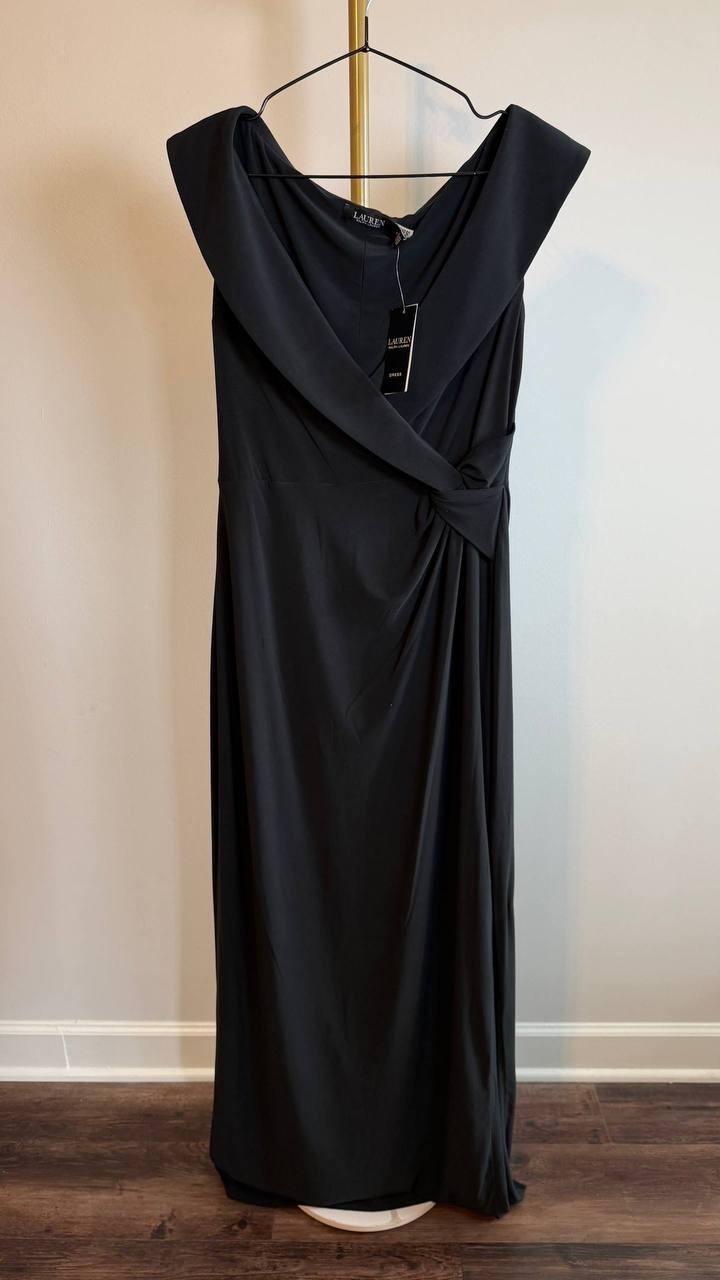 Lauren Ralph Lauren Twist-Front Sheath Dress Black 10 NWT $225