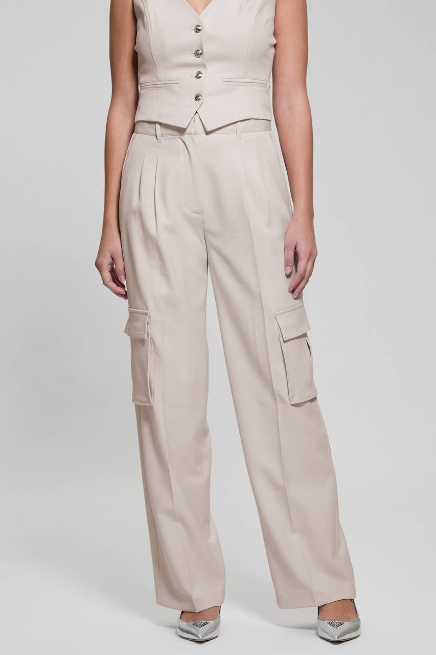 Guess Eco Matea Perfect Cargo Pants Muted Stone Lx32 NWT $148