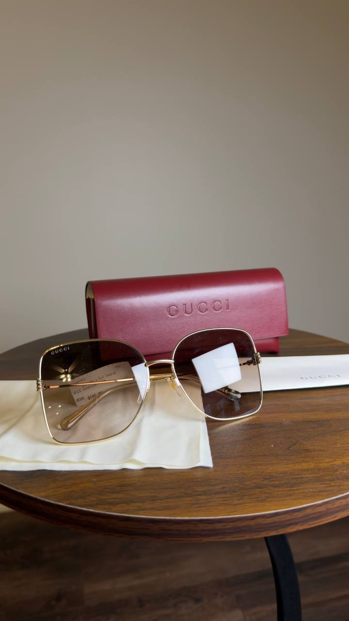Gucci Women’s 62mm Oversized Square Sunglasses Gold Brown OS NWT $545