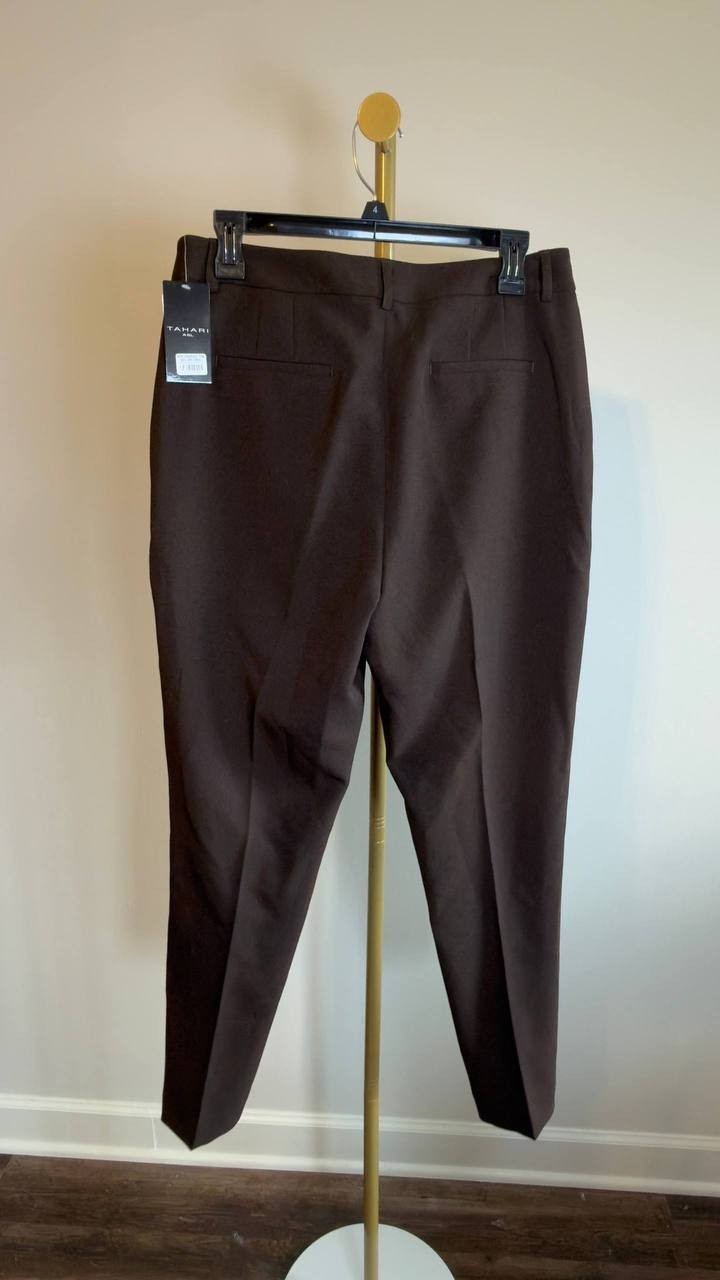 Tahari ASL Slim Ankle Pants Espresso Size 10 NWT $99