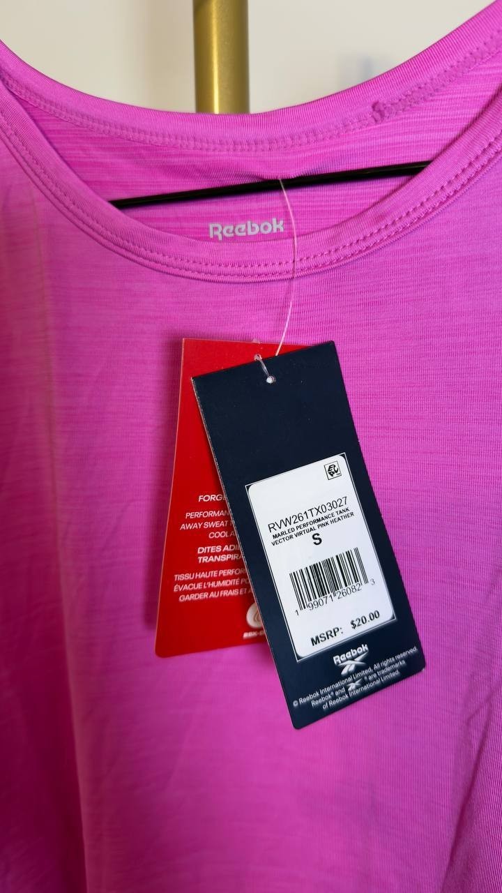 Reebok Women’s Marled Performance Tank Top Vector Virtual Pink Heather S NWT $20