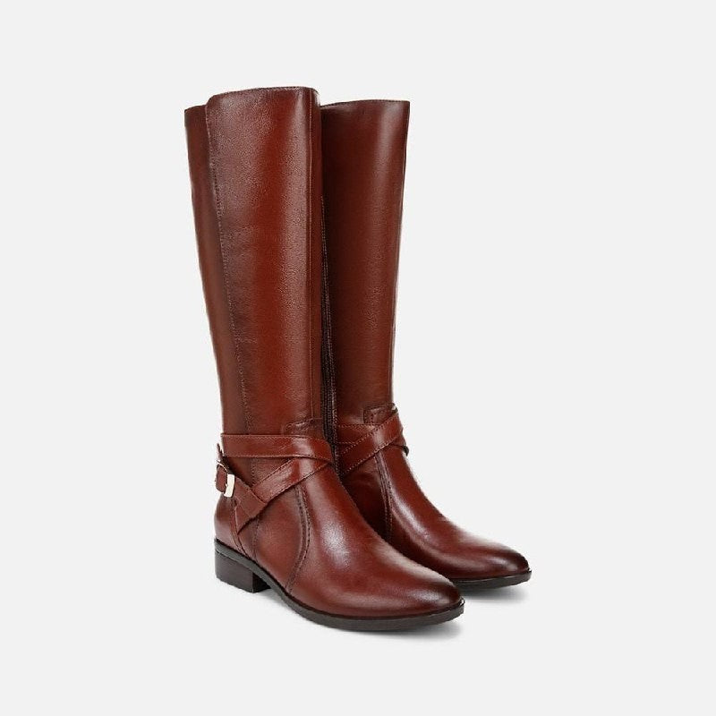 Naturalizer Rena 2 Boots7W Deep Saddle Leather Wide Calf Riding NIB msrp$325