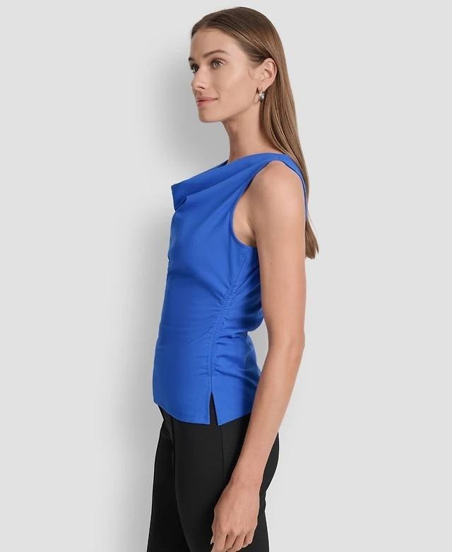 DKNY Sleeveless Draped‑Neck Top – Royal Blue – Size M – NWT – $54