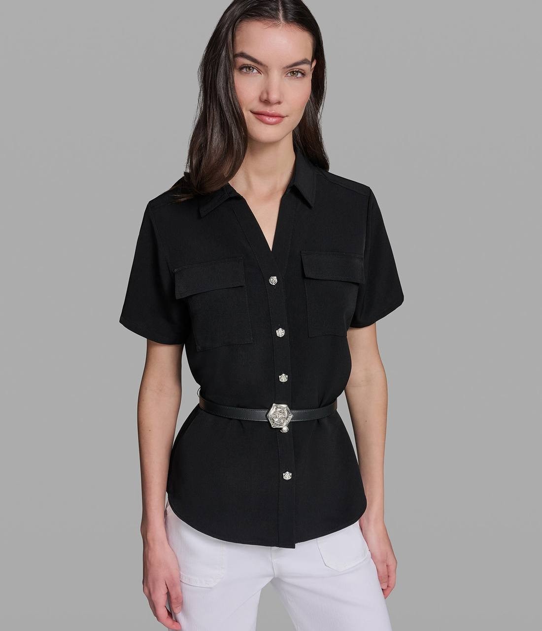 Karl  Lagerfeld  Paris  Women’s   Blouse  Black  L  NWT $109