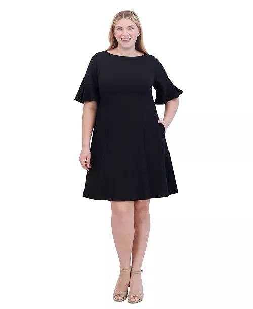 Jessica Howard Petite Fit & Flare Dress – Size 14P – NWT – Black Elbow Sleeve
