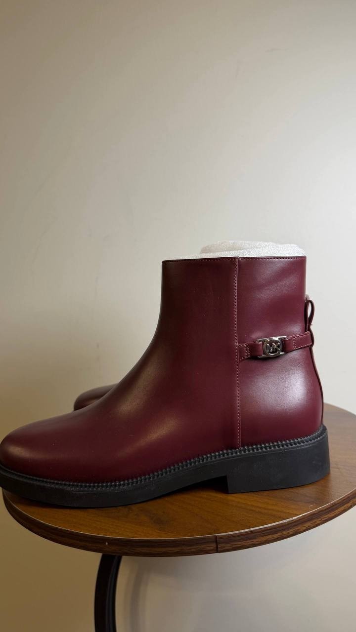 Michael Kors Oxblood Polyurethane Block Heel Booties 8.5M New w/o Box MSRP $150