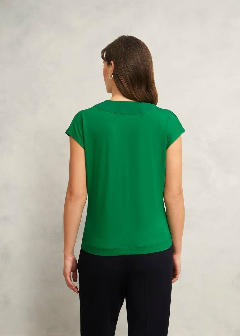 Hobbs Jonie Jersey Top M Green NWT V-Neck Cap Sleeve Blouse New with Tags