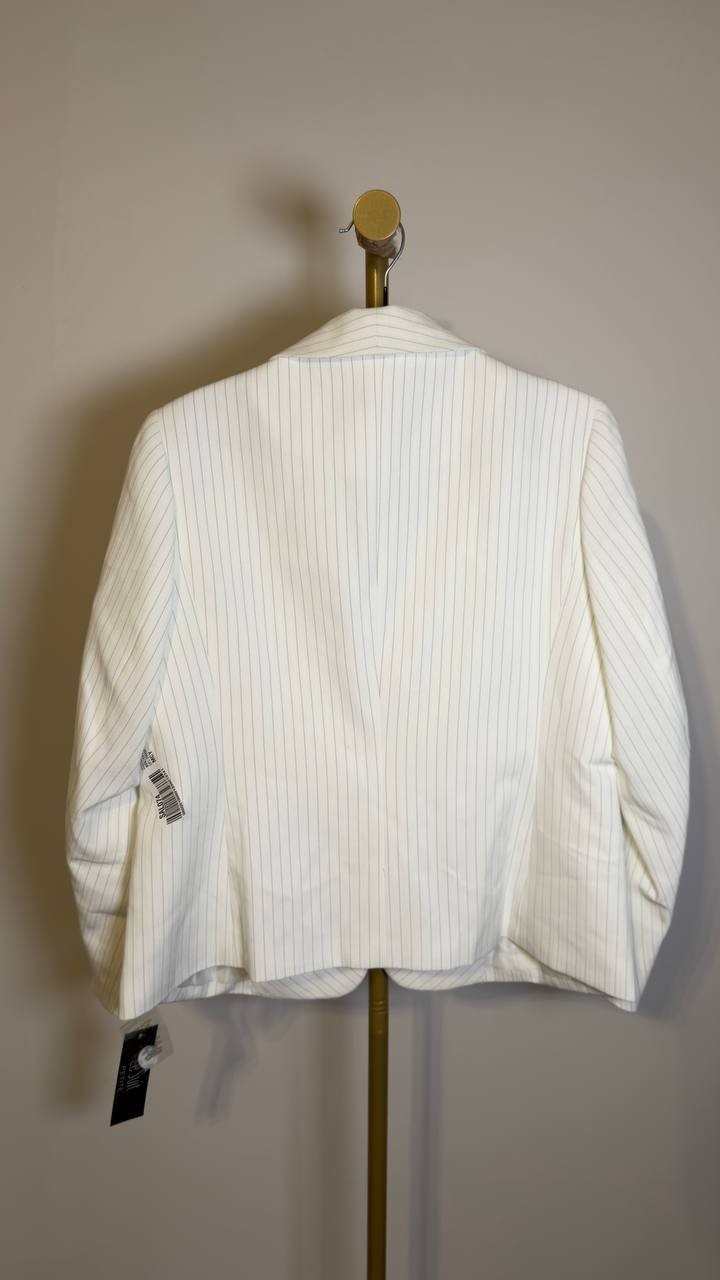 Le Suit Women’s Pinstripe Shawl Collar Jacket White 10P NWT $150