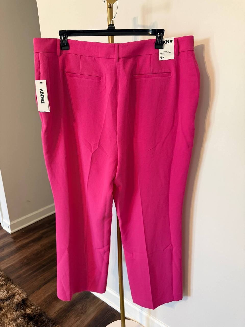 DKNY Aero Crepe High‑Rise Wide‑Leg Pants Pink Size18W NWT Modern Chic msrp$109