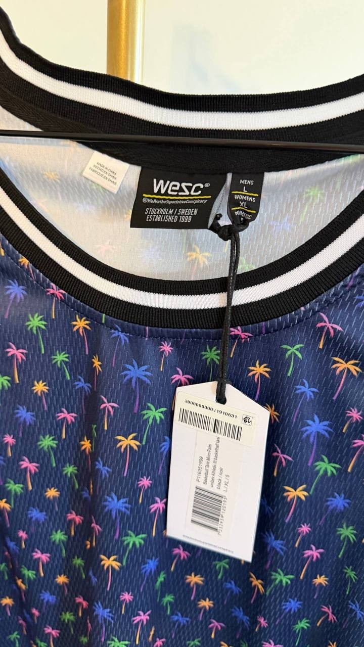 WeSC Men’s Micro Palm Basketball Tank Top Black L $49 NWT