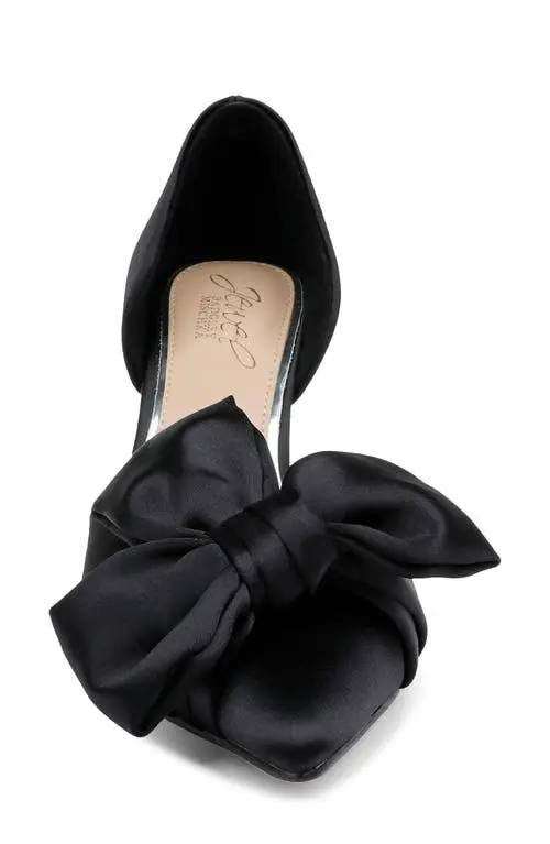 Badgley Mischka Jewel Pumps 7 Black Satin Pointed Toe Stiletto Heel NIB msrp$119