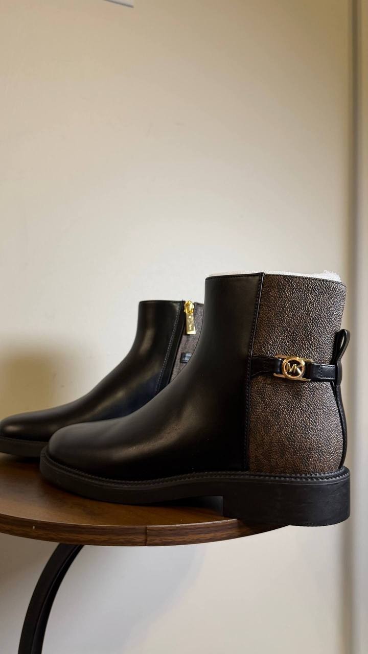 Michael Kors Brown/Black Faux Leather Block Heel Booties 5M NIB MSRP $150