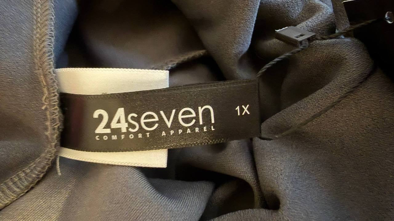 24seven Comfort Apparel Bell Bottom Foldover Waist Pants Grey 1X NWOT $49.99