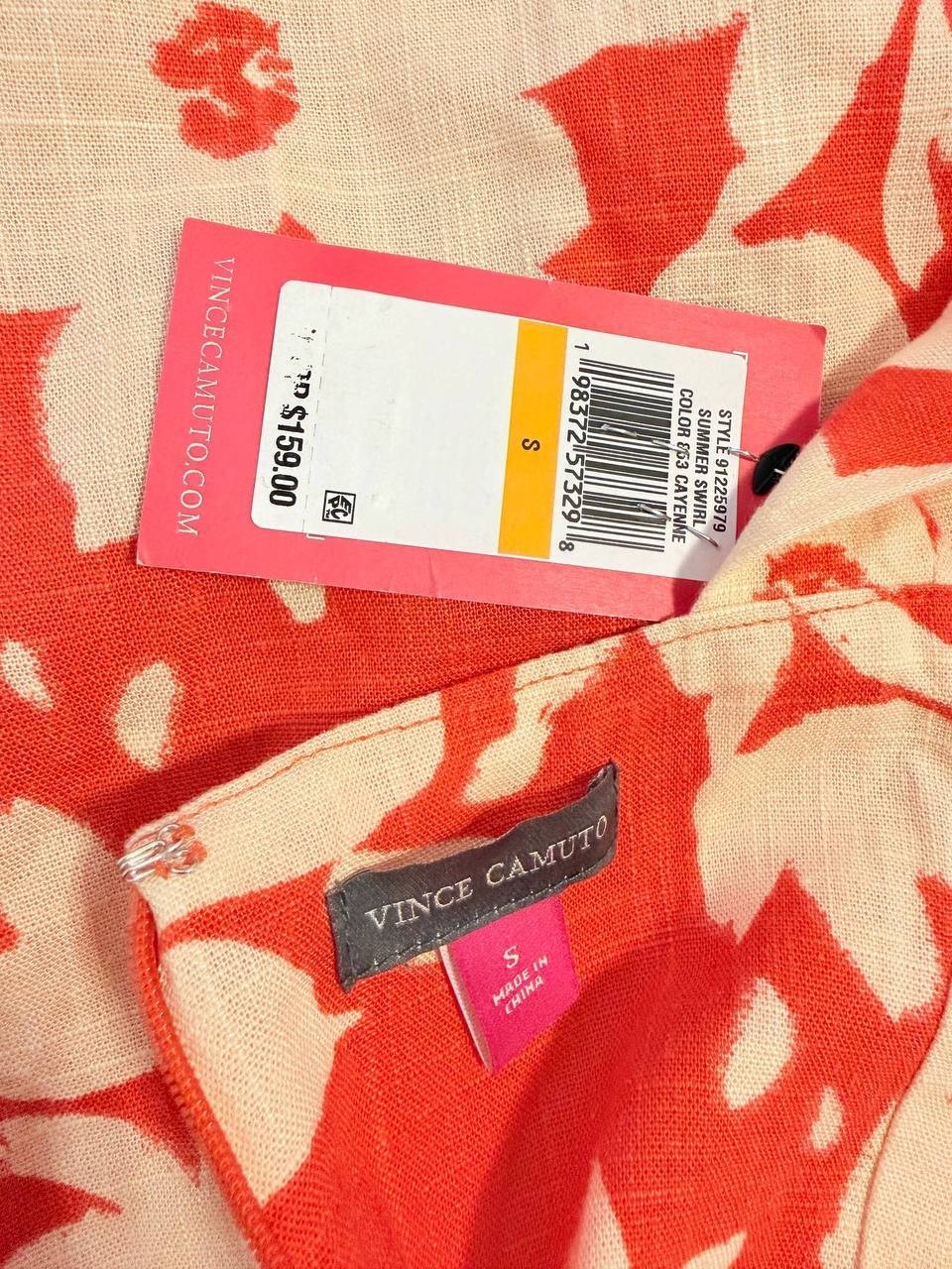 Vince Camuto Linen-Blend Floral  Dress – Size S – $159 – NWT-Minor Flaw Near Zip