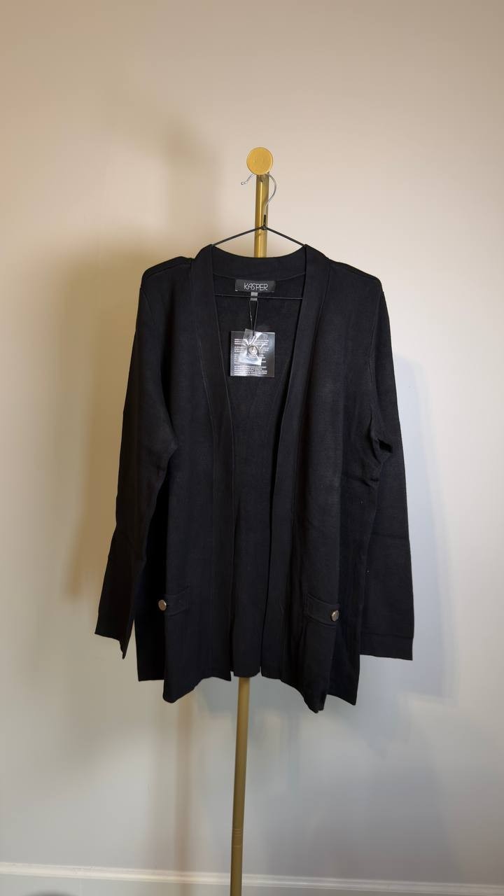 Kasper - Women's - Open Front - Long-Sleeve Cardigan - NWT - Black