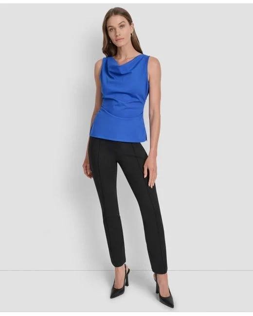 DKNY Sleeveless Draped‑Neck Top – Royal Blue – Size M – NWT – $54
