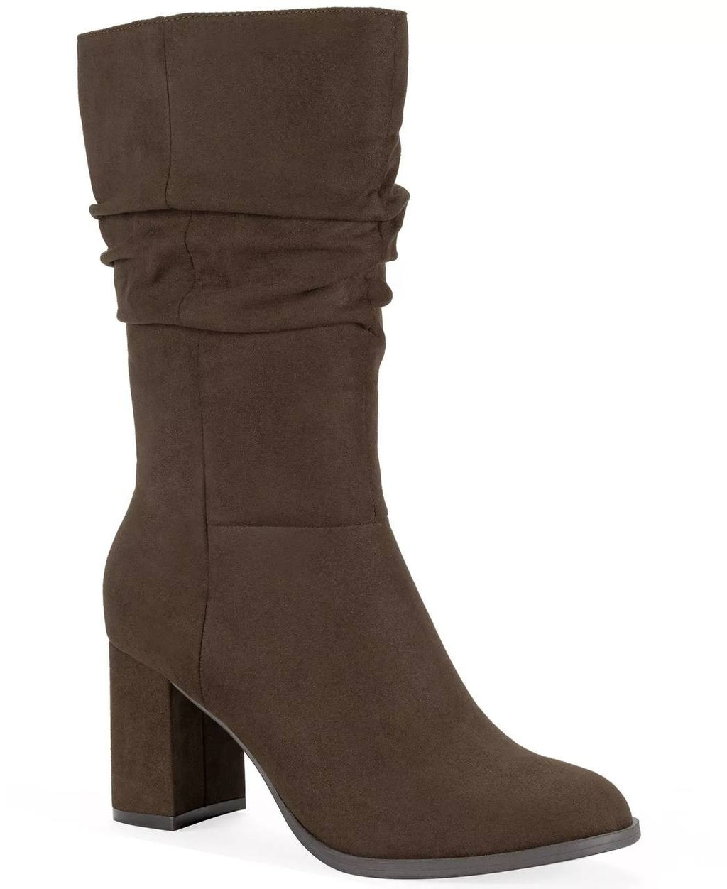 Style&Co Reneee Boots 7.5M Dark Roast Scrunch Mid‑Shaft Block Heel NIB msrp$89
