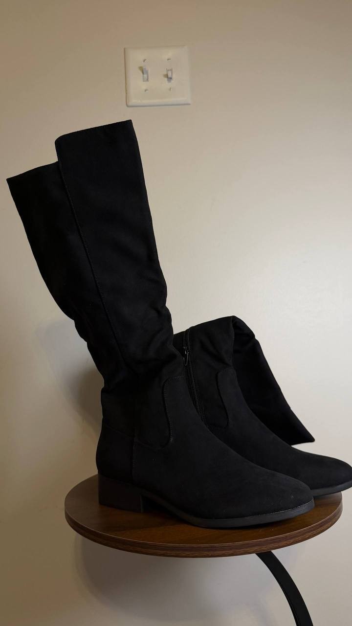 Style & Co Charmanee Tall Boots 8.5 Black Microfiber Fabric Zip NIB msrp$79.90