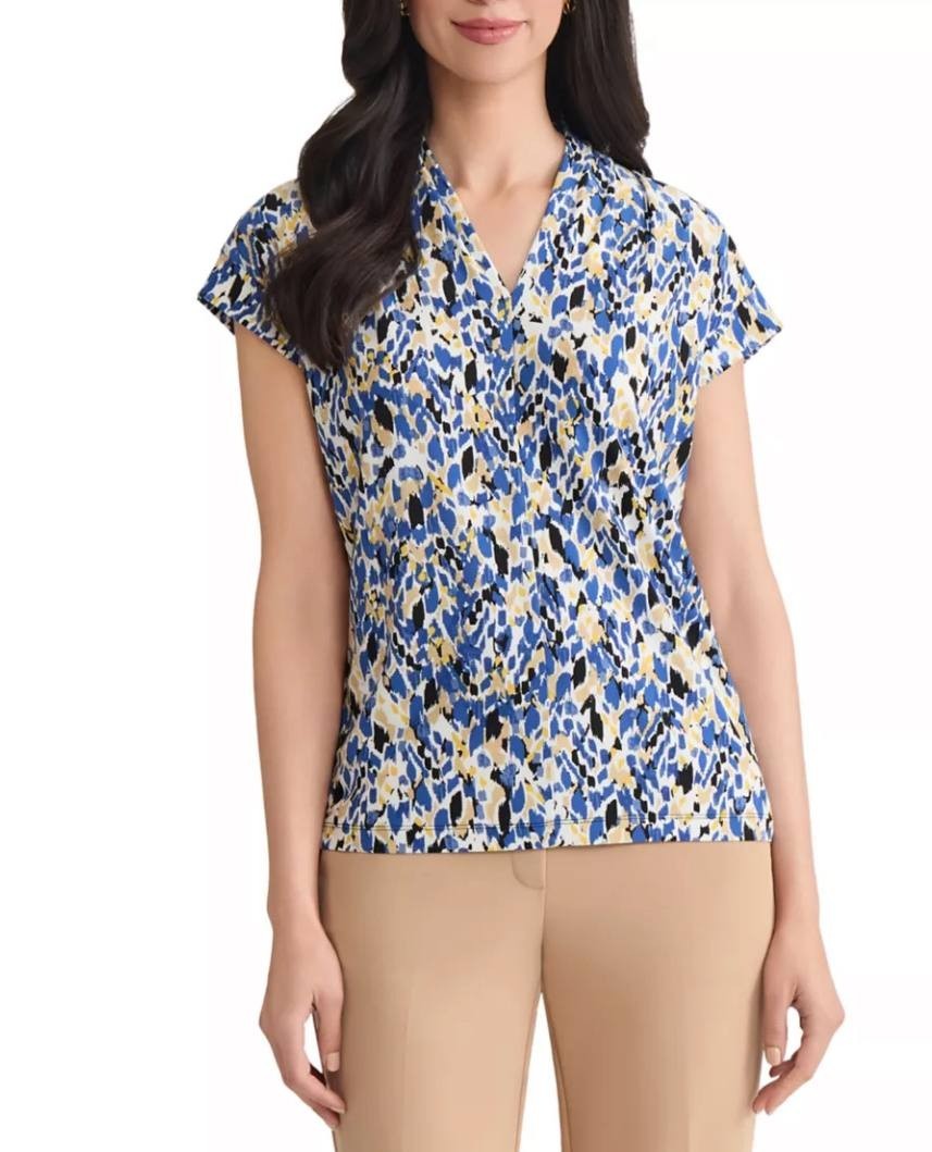 Kasper Multi Print Knit Top Petite Small PS Multicolor NWT $59 – Chic Blouse