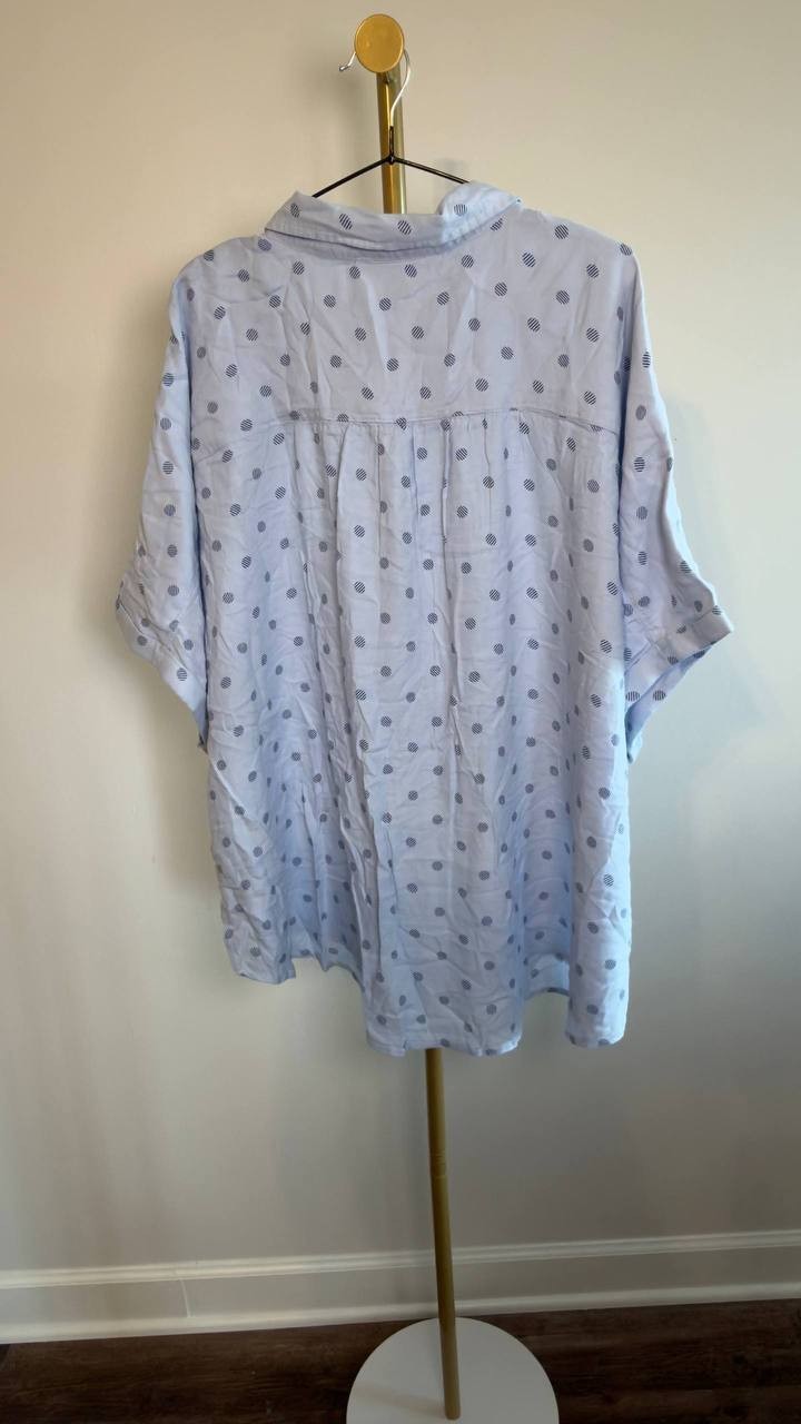Gloria Vanderbilt Plus Size Short Sleeve Woven Shirt Blue 3X NWT $48
