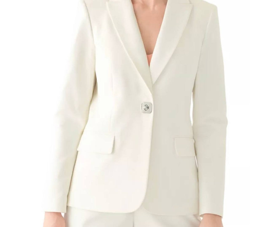 Calvin Klein One‑Button Shawl Collar Suit Jacket Cream 4P NWT $159