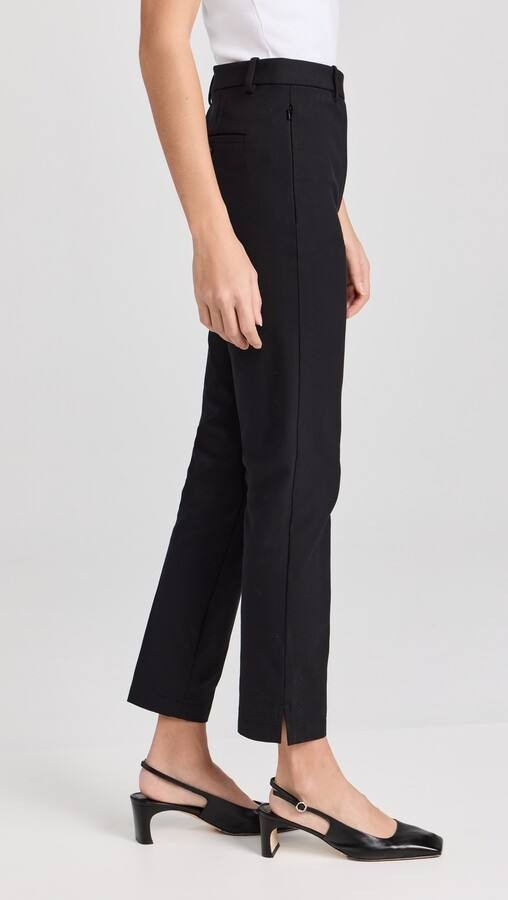 Theory Sleek Flannel High Waist Taper Pants – Black, Size 00