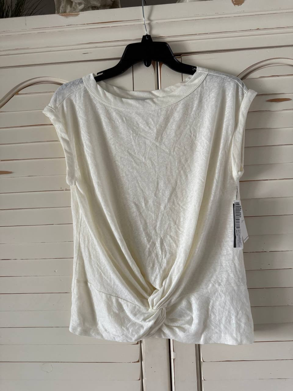 Liverpool Boat Neck Knit Top - Whipped Cream XS, NWT, Front Twist Knot