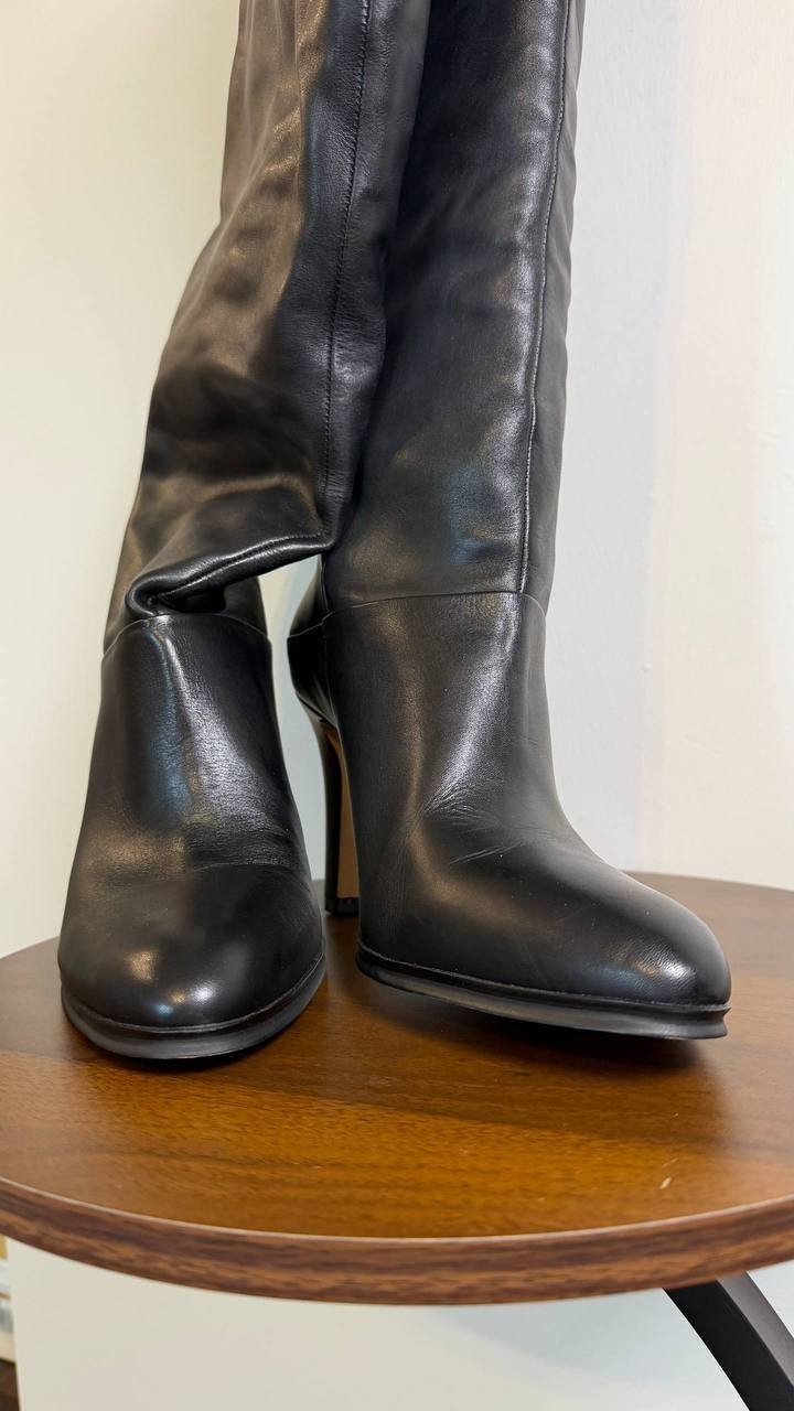 Vince Camuto Sorina Boots 9.5M Black Leather Tall Almond Toe New In Box msrp$269