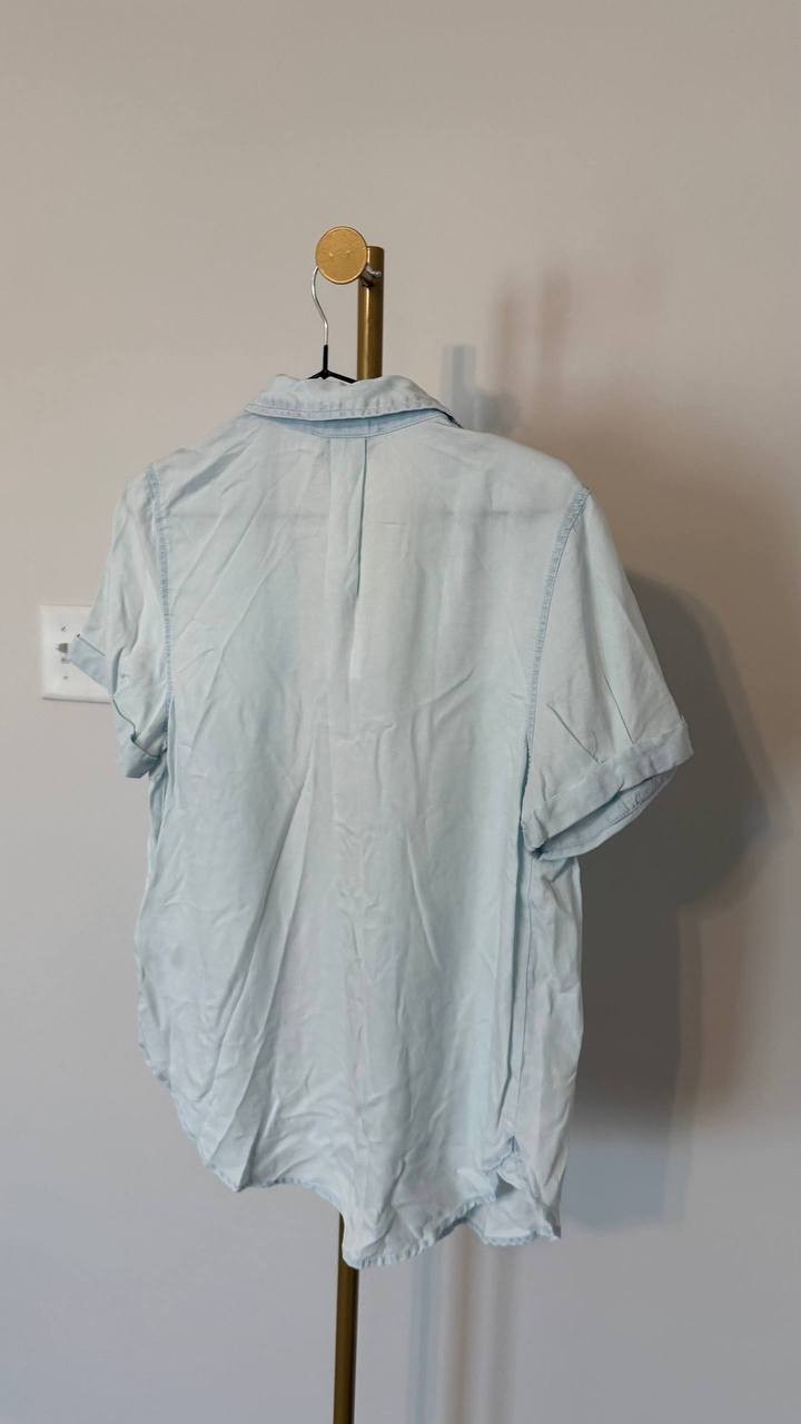 DKNY JEANS Blue Rolled Sleeve Shirt Size S NWT Casual Modern Top msrp$69