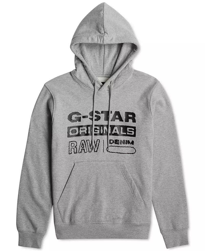 G‑Star RAW Men’s Distressed Originals Regular‑Fit Logo Fleece Hoodie Grey XXL