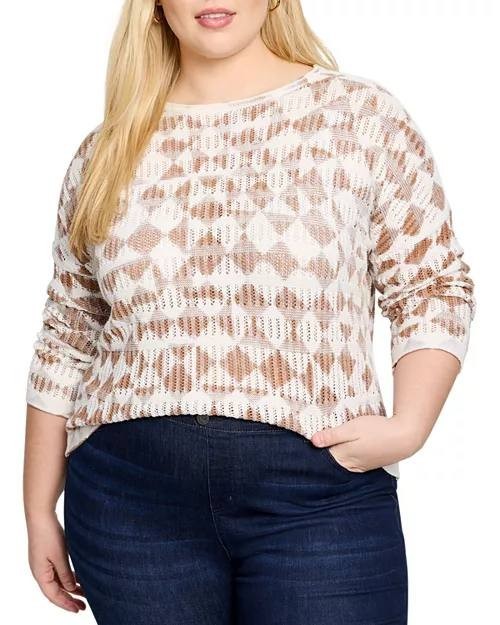 NIC+ZOE Women’s Cotton Open Stitch Sweater Natural XL $158 NWT